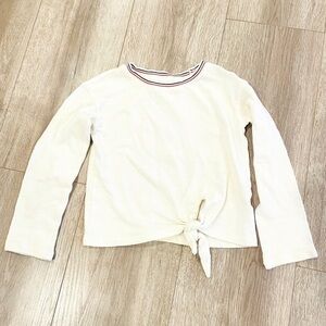 Harper Canyon Cream Stripe Crewneck Tie Hem Long Sleeve Pullover Top Girl’s 4